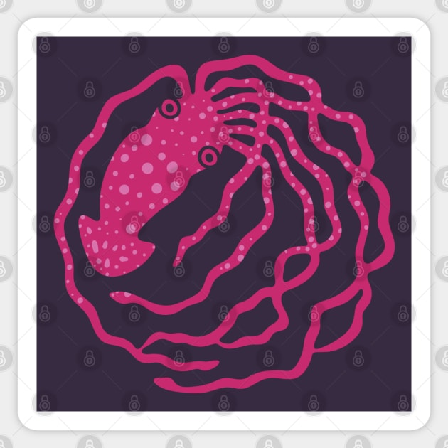 PINK SQUID Funny Undersea Ocean Creature with Tentacles - UnBlink Studio by Jackie Tahara Sticker by UnBlink Studio by Jackie Tahara